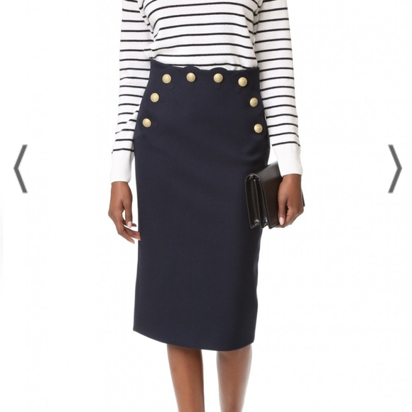 Red Valentino Pencil Skirt with Button Detail Size Italy 44/ US